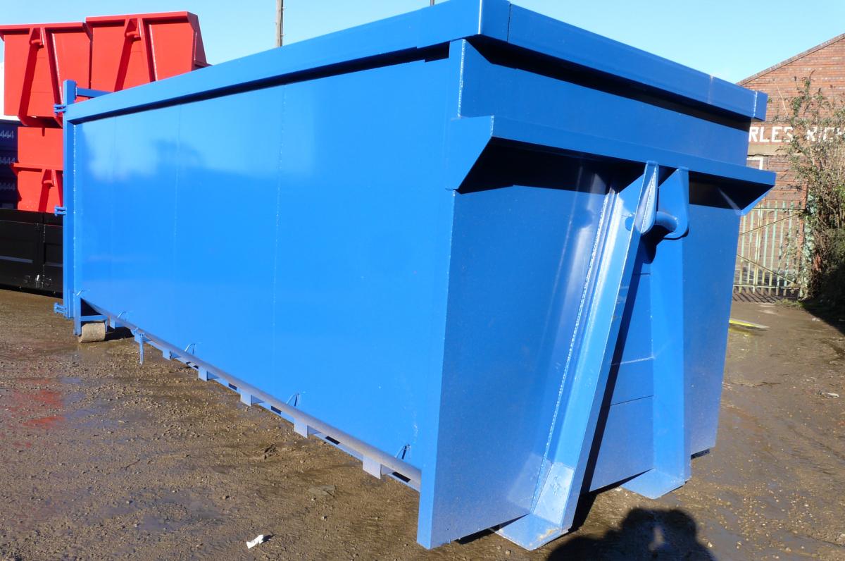 Rollon Rolloff for HookLift skips. RoRo Bins, Roll On Off Skips